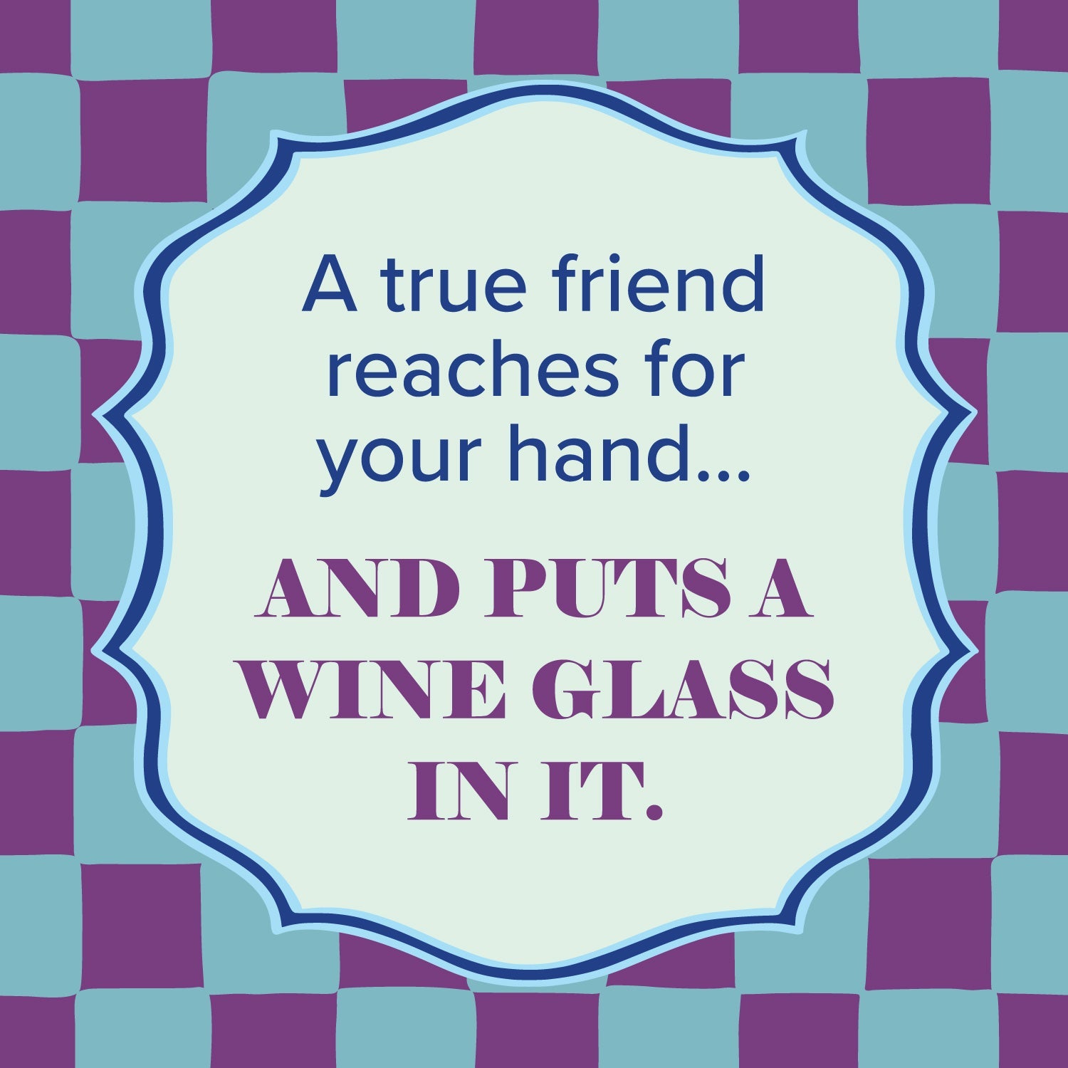 Wine Glass Square Metal Magnet